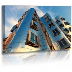 Architekturfotografie - Bilder - Düsseldorf - Stadt - Gehry Bauten Leinwand 100 cm  x  60 cm