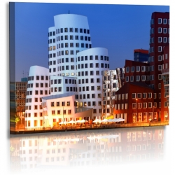 Architekturfotografie - Bilder - Düsseldorf - Stadt - Gehry Bauten Leinwand 90 cm  x  60 cm