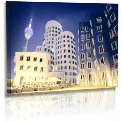 Architekturfotografie - Bilder - Düsseldorf - Stadt - Gehry Bauten Leinwand 90 cm  x  60 cm