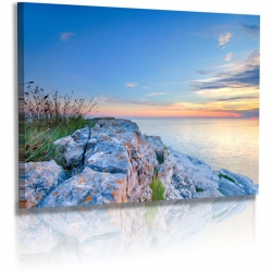 Naturbilder - Landschaft - Bild - Kroatien - Meer - Steine - Gras - Sonnenuntergang