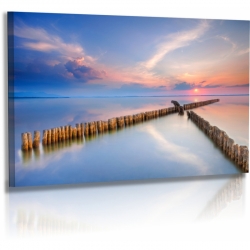Naturbilder - Landschaft - Buhnen - Sonnenuntergang - Ostsee Leinwand 50 cm  x  30 cm