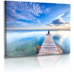 Naturbilder - Landschaft - Kroatien - Bild - Wolken - Meer - Steg - Sonnenuntergang Leinwand 30 cm  x  20 cm