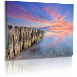 Naturbilder - Landschaft - Strand - Buhnen - Wolken - Ostsee - Sonnenuntergang