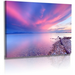 Naturbilder - Landschaft - Strandgut - Steine - Bodensee - Sonnenuntergang Leinwand 30 cm  x  20 cm