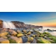 Naturbilder - Landschaft - Island - Bild - Wasserfall - Steine - Felsen - Meer - Mitternachtssonne