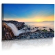 Naturbilder - Landschaft - Island - Bild - Wasserfall - Steine - Meer - Sonnenuntergang