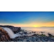 Naturbilder - Landschaft - Island - Bild - Wasserfall - Steine - Meer - Sonnenuntergang