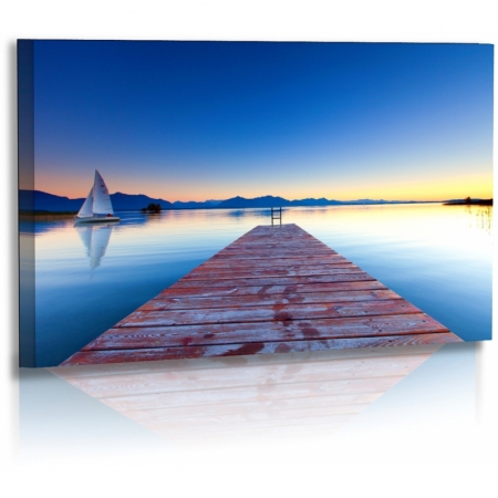 Naturbilder - Landschaft - Bild - Sonnenuntergang - Chiemsee - Strand - Steg - Wasser