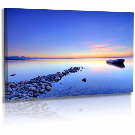 Naturbilder - Landschaft - Bild - Steine - Chiemsee - Sonnenuntergang - Wasser