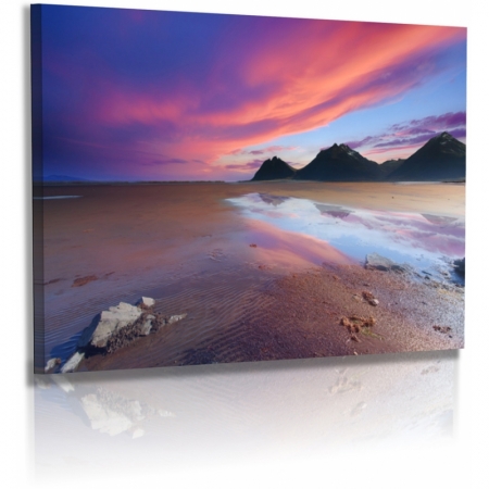Naturbilder - Landschaft - Island - Bild - Strand - Ebbe - Berge - Sonnenuntergang