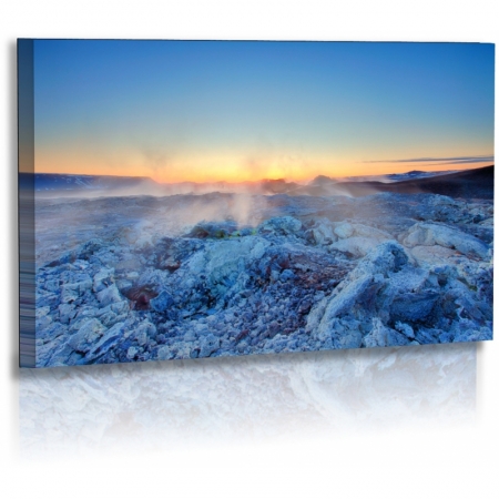 Naturbilder - Landschaft - Island - Bild - Vulkane - Steine - Solfatare - Nebel - Dampf Leinwand 100 cm  x  60 cm