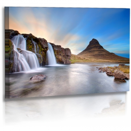 Naturbilder - Landschaft - Island - Bild - Wasserfall - Steine - Felsen - Sonnenuntergang